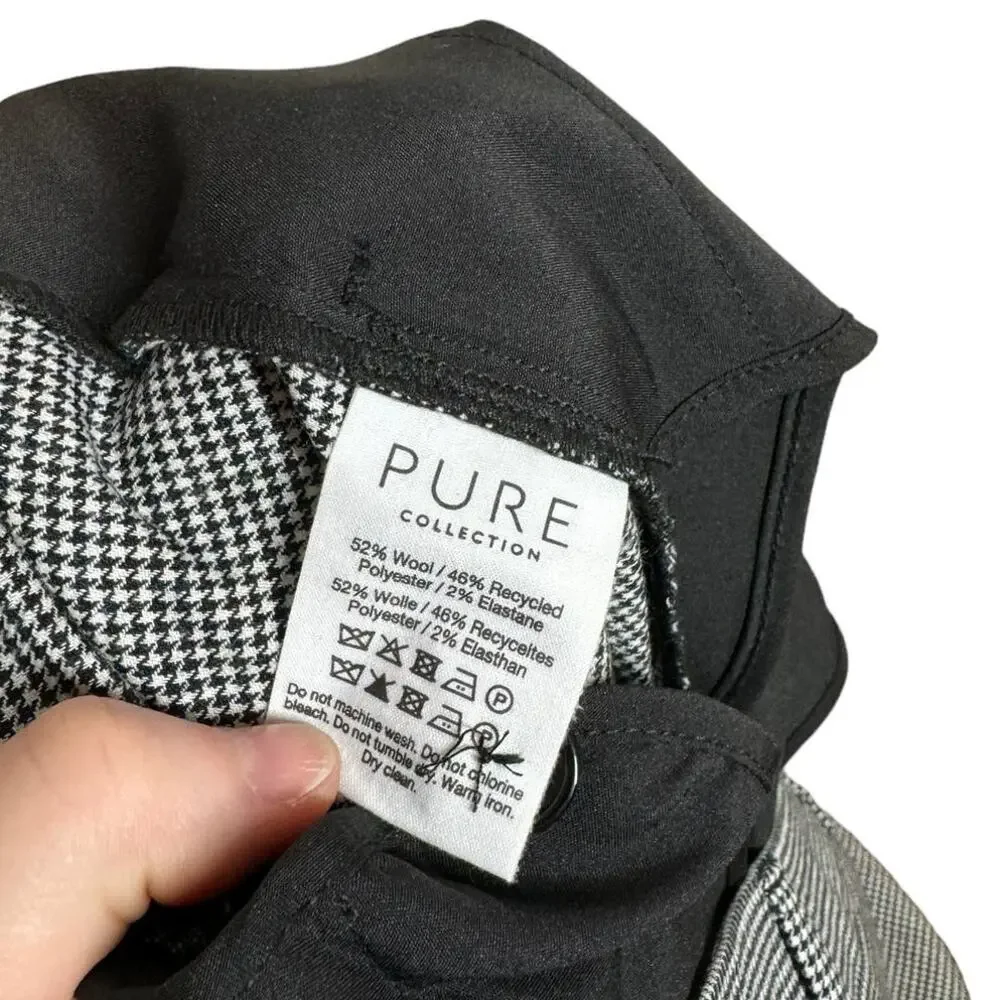 NWT PURE Collection High Waist Wide Leg Trousers Black White Houndstooth 16‎